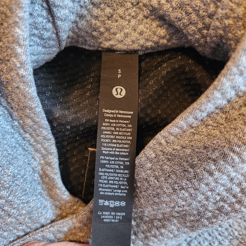 Lululemon At Ease Hoodie Heathered Gray Textured Knit Sweatshirt Mens Small - Picture 6 of 6